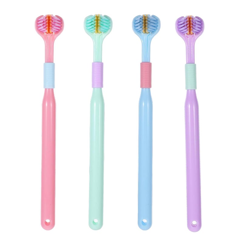 4 PCS 3 Sided Toothbrush for Kids & Adults, Autism Toothbrush, 360Â° Deep Clean, Soft Bristles, Ergonomic Handle, Efficient Oral Care for All Ages, Travel-Friendly Design